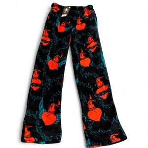 Men’s Ed Hardy Fleece Pajama PJ Pants Graphic Hearts Size S NWT